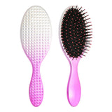 Maxbell Oval Rubber Paddle Brush Massage Cushioned Hairbrush Hair Detangler Comb Silver