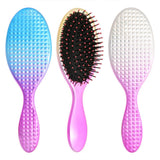 Maxbell Oval Rubber Paddle Brush Massage Cushioned Hairbrush Hair Detangler Comb Silver