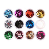 12 Colors Nail Glitter Sequins Nail Art DIY Decor for Salon Home Heart