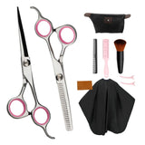 6 Hairdressing Scissors Hair Cutting Capes Cloth Thinning Shears Set Pink"