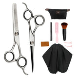 6 Hairdressing Scissors Hair Cutting Capes Cloth Thinning Shears Set Black"