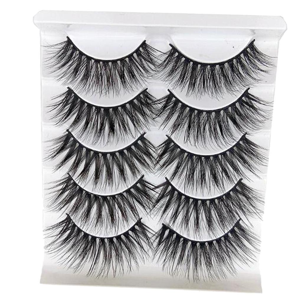 Maxbell 5 Pairs 3D Long Messy Cross False Eyelashes for Lash Extension Natural C - Aladdin Shoppers