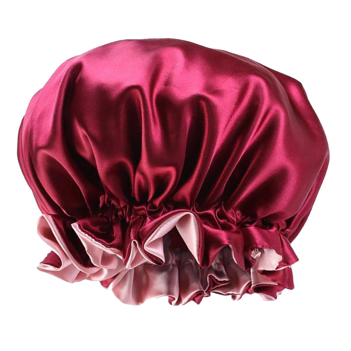 Satin Bonnet Sleep Bonnet Cap Double Layer Sleeping Hair Bonnet Wine Red