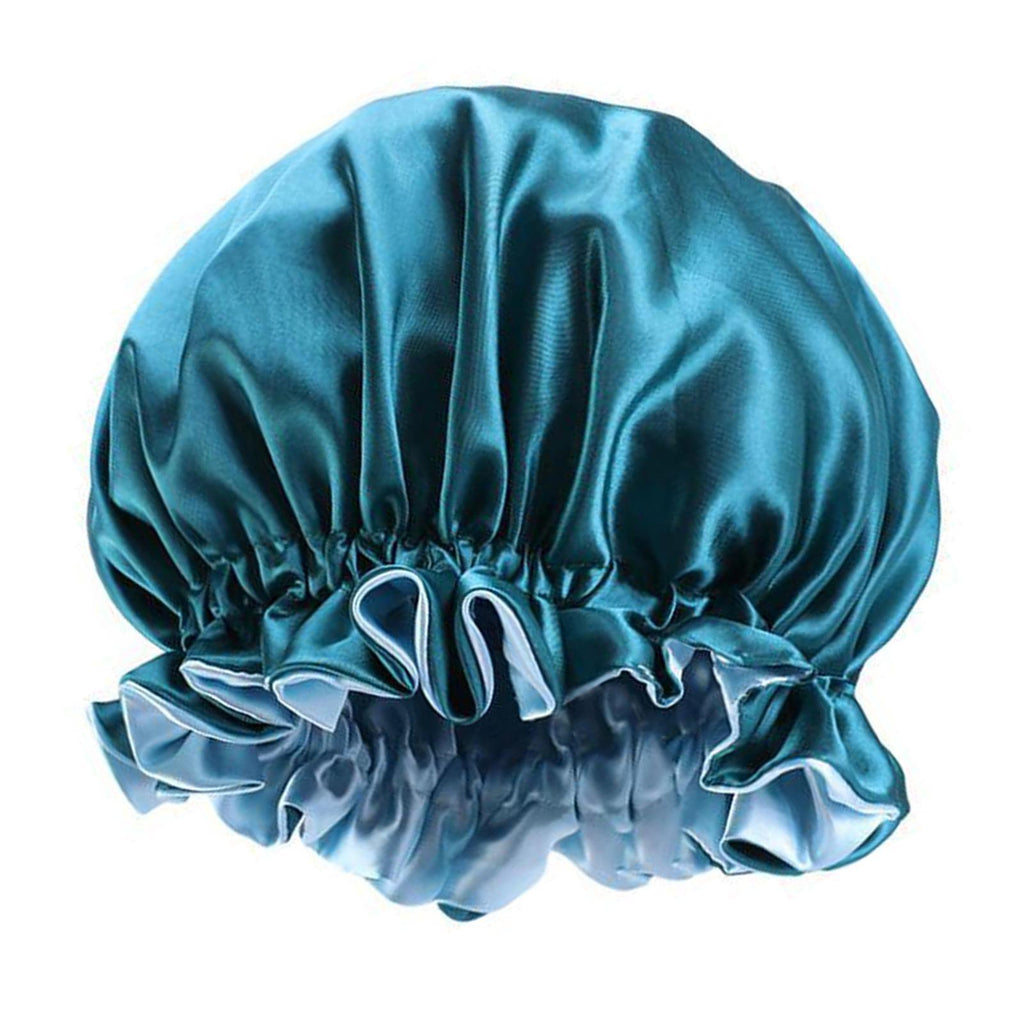 Maxbell Satin Bonnet Sleep Bonnet Cap Double Layer Sleeping Hair Bonnet Blue - Aladdin Shoppers