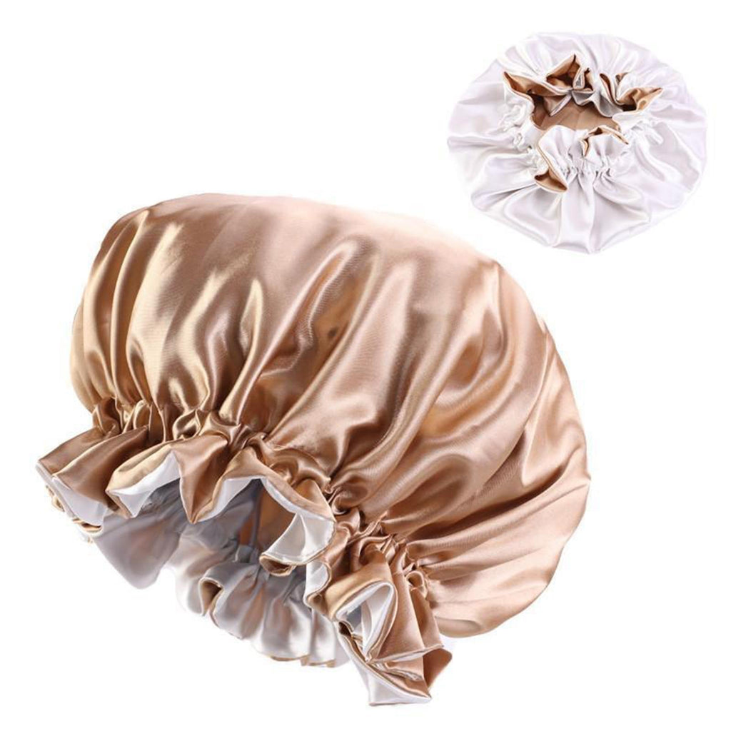 Maxbell Satin Bonnet Sleep Bonnet Cap Double Layer Sleeping Hair Bonnet Khaki - Aladdin Shoppers