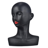 Maxbell PVC Mannequin Female Head Model Dummy Wig Glasses Hat Display Stand Black