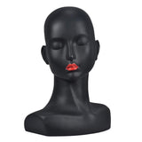 Maxbell PVC Mannequin Female Head Model Dummy Wig Glasses Hat Display Stand Black