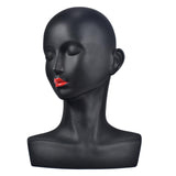 Maxbell PVC Mannequin Female Head Model Dummy Wig Glasses Hat Display Stand Black