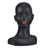 Maxbell PVC Mannequin Female Head Model Dummy Wig Glasses Hat Display Stand Black