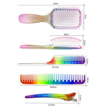 Maxbell 4pcs Rainbow Air Cushion Comb No Knots with 2 Clips for Hair Styling