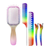 Maxbell 4pcs Rainbow Air Cushion Comb No Knots with 2 Clips for Hair Styling