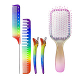 Maxbell 4pcs Rainbow Air Cushion Comb No Knots with 2 Clips for Hair Styling