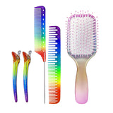 Maxbell 4pcs Rainbow Air Cushion Comb No Knots with 2 Clips for Hair Styling