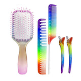 Maxbell 4pcs Rainbow Air Cushion Comb No Knots with 2 Clips for Hair Styling