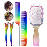 Maxbell 4pcs Rainbow Air Cushion Comb No Knots with 2 Clips for Hair Styling
