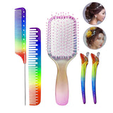 Maxbell 4pcs Rainbow Air Cushion Comb No Knots with 2 Clips for Hair Styling