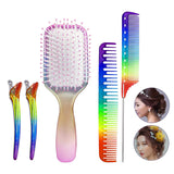 Maxbell 4pcs Rainbow Air Cushion Comb No Knots with 2 Clips for Hair Styling