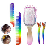 Maxbell 4pcs Rainbow Air Cushion Comb No Knots with 2 Clips for Hair Styling