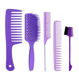 Maxbell 1Set Salon Hair Styling Plastic Barbers Brush Combs Set Purple
