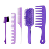 Maxbell 1Set Salon Hair Styling Plastic Barbers Brush Combs Set Purple