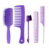 Maxbell 1Set Salon Hair Styling Plastic Barbers Brush Combs Set Purple