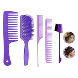 Maxbell 1Set Salon Hair Styling Plastic Barbers Brush Combs Set Purple