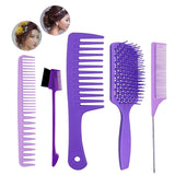 Maxbell 1Set Salon Hair Styling Plastic Barbers Brush Combs Set Purple