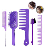 Maxbell 1Set Salon Hair Styling Plastic Barbers Brush Combs Set Purple