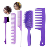 Maxbell 1Set Salon Hair Styling Plastic Barbers Brush Combs Set Purple