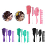 Maxbell 4x Salon Hair Styling Plastic Barbers Brush Combs Set for Long Hair Pink