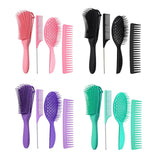 Maxbell 4x Salon Hair Styling Plastic Barbers Brush Combs Set for Long Hair Pink