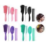 Maxbell 4x Salon Hair Styling Plastic Barbers Brush Combs Set for Long Hair Pink