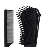 Maxbell 4x Salon Hair Styling Plastic Barbers Brush Combs Set for Long Hair Black