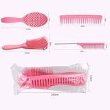 Maxbell 4x Salon Hair Styling Plastic Barbers Brush Combs Set for Long Hair Black