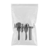 Maxbell 4x Salon Hair Styling Plastic Barbers Brush Combs Set for Long Hair Black