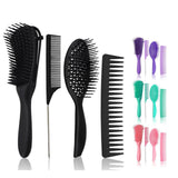 Maxbell 4x Salon Hair Styling Plastic Barbers Brush Combs Set for Long Hair Black
