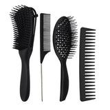 Maxbell 4x Salon Hair Styling Plastic Barbers Brush Combs Set for Long Hair Black