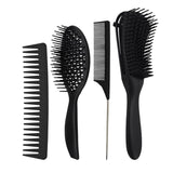 Maxbell 4x Salon Hair Styling Plastic Barbers Brush Combs Set for Long Hair Black