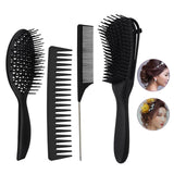 Maxbell 4x Salon Hair Styling Plastic Barbers Brush Combs Set for Long Hair Black