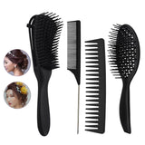 Maxbell 4x Salon Hair Styling Plastic Barbers Brush Combs Set for Long Hair Black