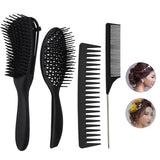 Maxbell 4x Salon Hair Styling Plastic Barbers Brush Combs Set for Long Hair Black