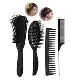 Maxbell 4x Salon Hair Styling Plastic Barbers Brush Combs Set for Long Hair Black