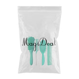 Maxbell 4x Salon Hair Styling Plastic Barbers Brush Combs Set for Long Hair Green
