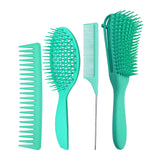 Maxbell 4x Salon Hair Styling Plastic Barbers Brush Combs Set for Long Hair Green