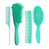 Maxbell 4x Salon Hair Styling Plastic Barbers Brush Combs Set for Long Hair Green
