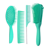 Maxbell 4x Salon Hair Styling Plastic Barbers Brush Combs Set for Long Hair Green
