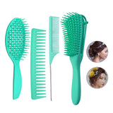 Maxbell 4x Salon Hair Styling Plastic Barbers Brush Combs Set for Long Hair Green