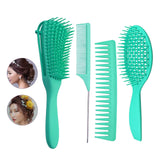Maxbell 4x Salon Hair Styling Plastic Barbers Brush Combs Set for Long Hair Green
