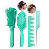 Maxbell 4x Salon Hair Styling Plastic Barbers Brush Combs Set for Long Hair Green