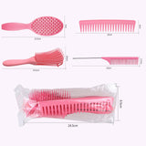 Maxbell 4x Salon Hair Styling Plastic Barbers Brush Combs Set for Long Hair Purple